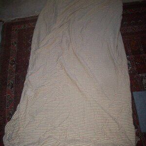 RALPH LAUREN VINTAGE Brown Red Check TWIN FITTED SHEET 100% Cotton, has flaws